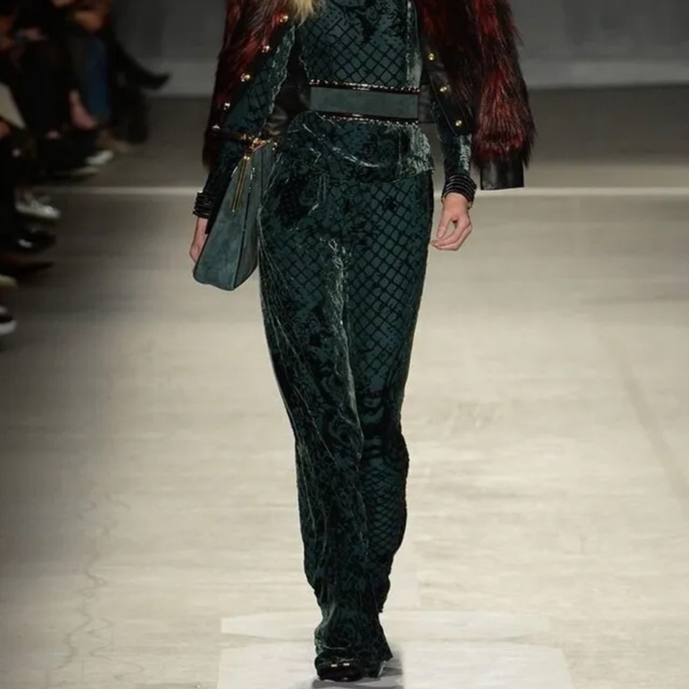 Balmain H&M velvet burnout pants
